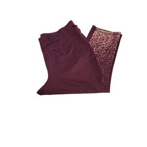Xersion Women's Plus 2X Maroon Cropped Legginggs 2130